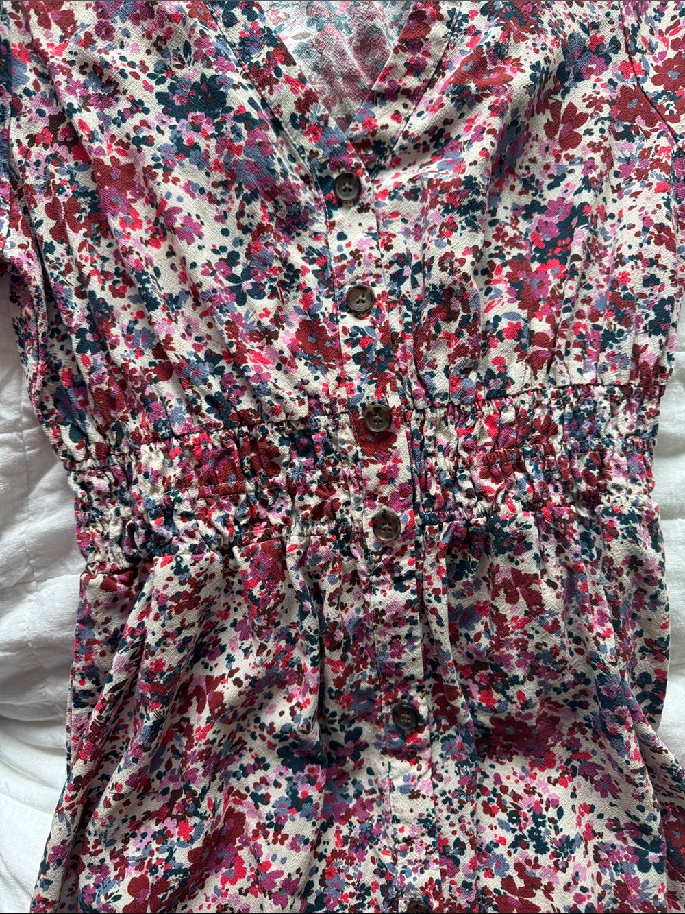 Floral V-Neck Midi Dress in Pink - Picture 4 of 8